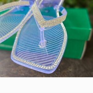 NIB Lauren Lorraine Tampa Style Flip Flop Clear Rhinestone Sandals Size 9